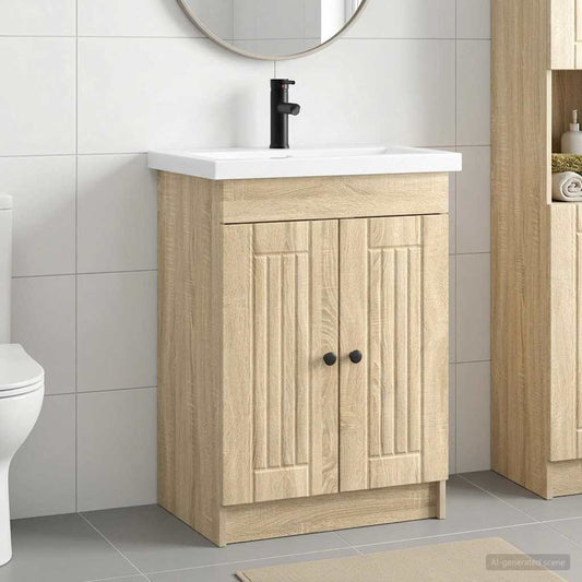 Bathroom Furniture Set Sonoma Oak 78.5 x 37.5 x 81 cm