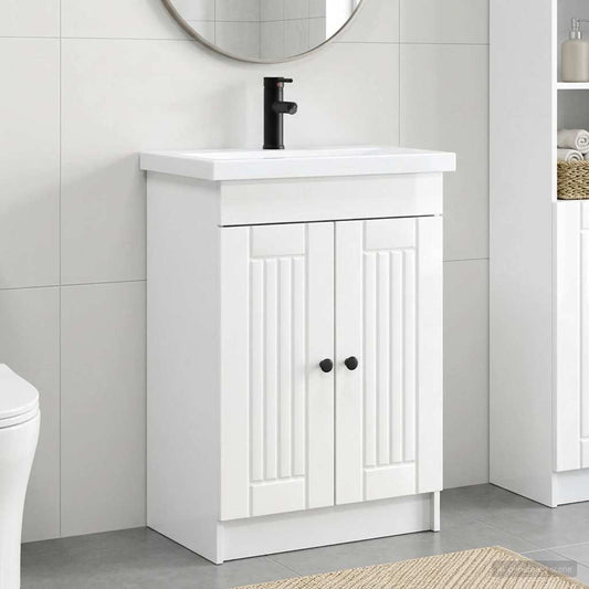 Bathroom Furniture Set High Gloss White 78.5 x 37.5 x 81 cm