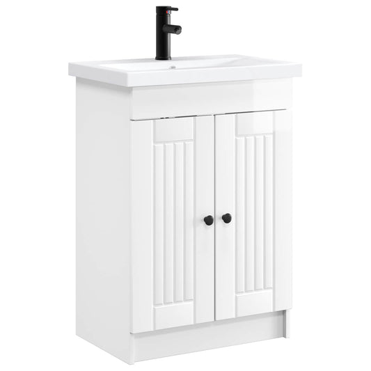 Bathroom Furniture Set High Gloss White 78.5 x 37.5 x 81 cm