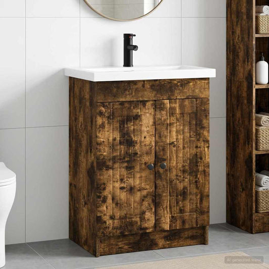 Bathroom Furniture Set Smoked Oak 78.5 x 37.5 x 81 cm