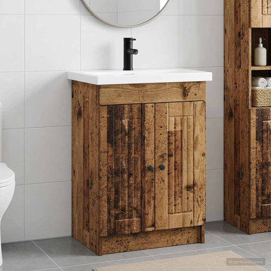 Bathroom Furniture Set Old Wood 78.5 x 37.5 x 81 cm
