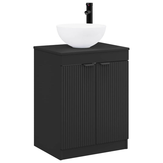 Bathroom Furniture Set Black Engineered Wood