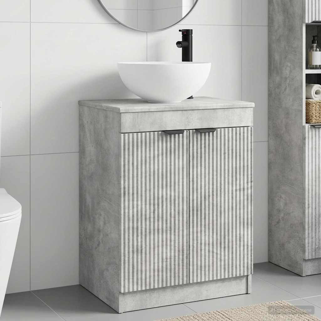 Bathroom Furniture Set Concrete Grey Engineered Wood