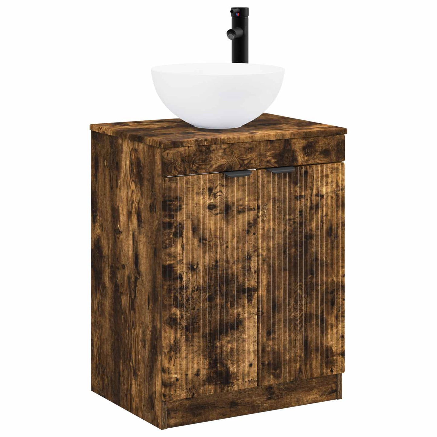 Bathroom Furniture Set Smoked Oak Engineered Wood