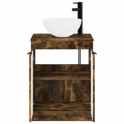 Bathroom Furniture Set Smoked Oak Engineered Wood