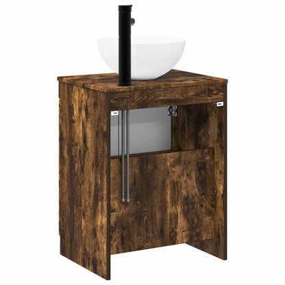 Bathroom Furniture Set Smoked Oak Engineered Wood