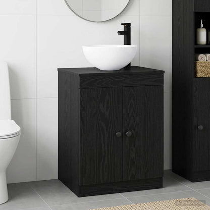 Bathroom Furniture Set Black Oak Engineered Wood