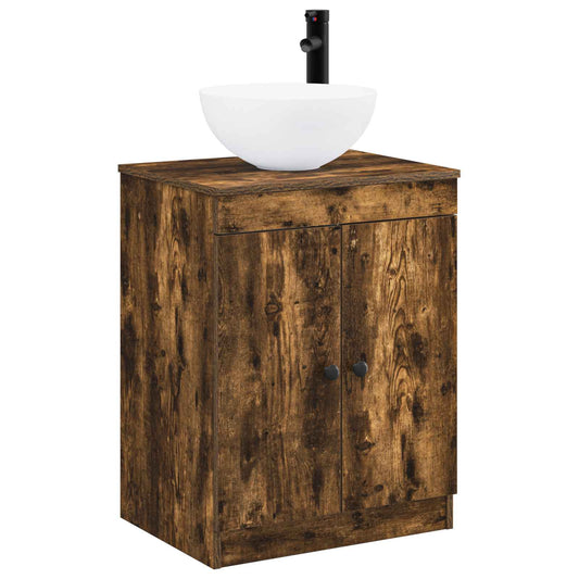 Bathroom Furniture Set Smoked Oak Engineered Wood