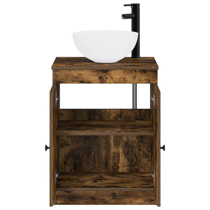 Bathroom Furniture Set Smoked Oak Engineered Wood