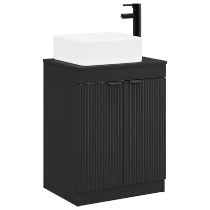 Bathroom Furniture Set Black Engineered Wood