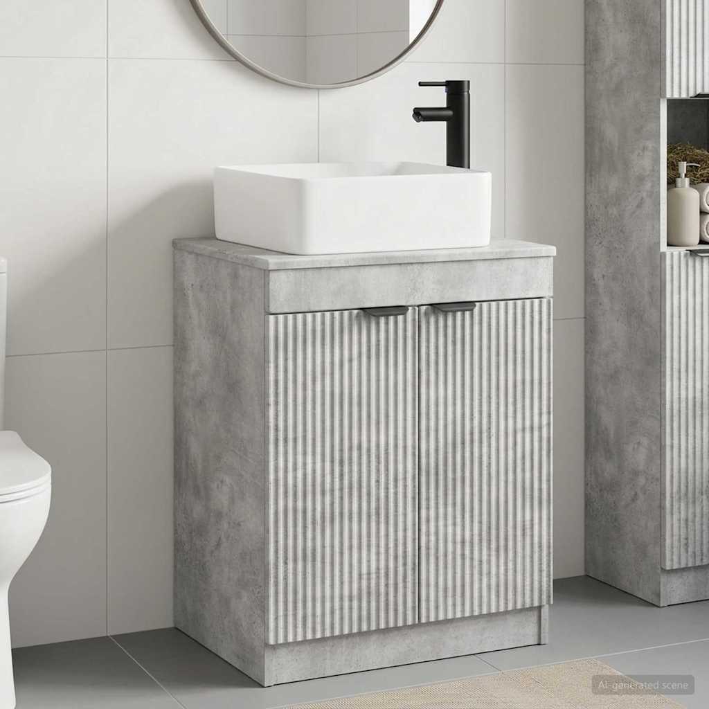 Bathroom Furniture Set Concrete Grey Engineered Wood