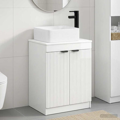 Bathroom Furniture Set High Gloss White Engineered Wood