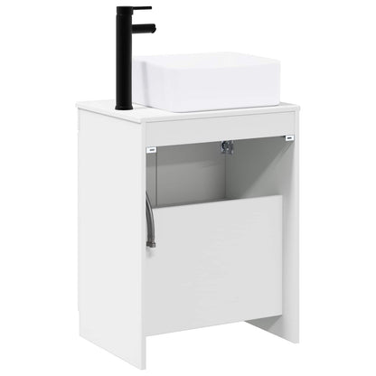 Bathroom Furniture Set High Gloss White Engineered Wood