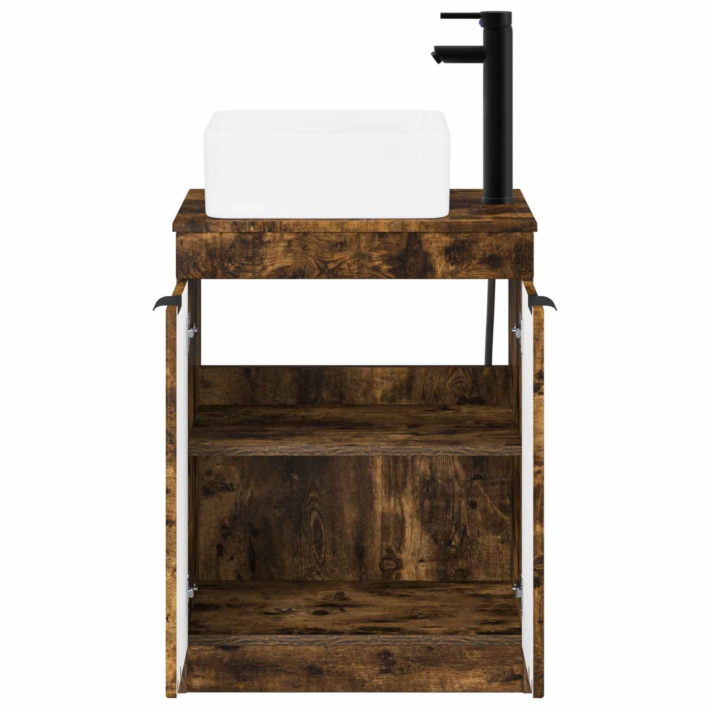 Bathroom Furniture Set Smoked Oak Engineered Wood