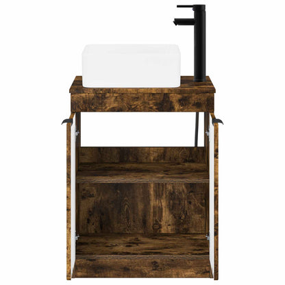 Bathroom Furniture Set Smoked Oak Engineered Wood