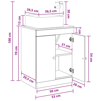 Bathroom Furniture Set Black Oak Engineered Wood