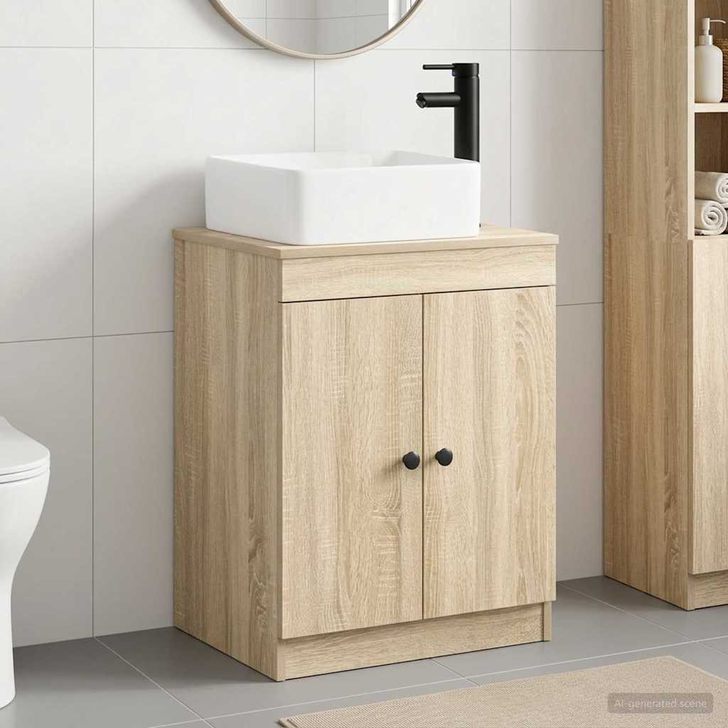 Bathroom Furniture Set Sonoma Oak Engineered Wood