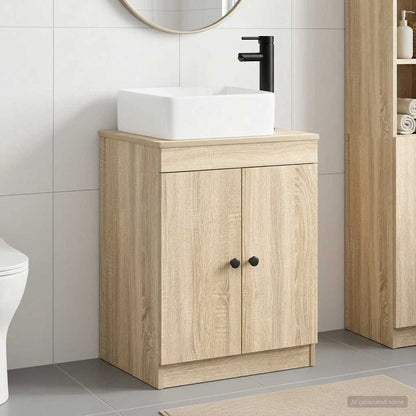 Bathroom Furniture Set Sonoma Oak Engineered Wood