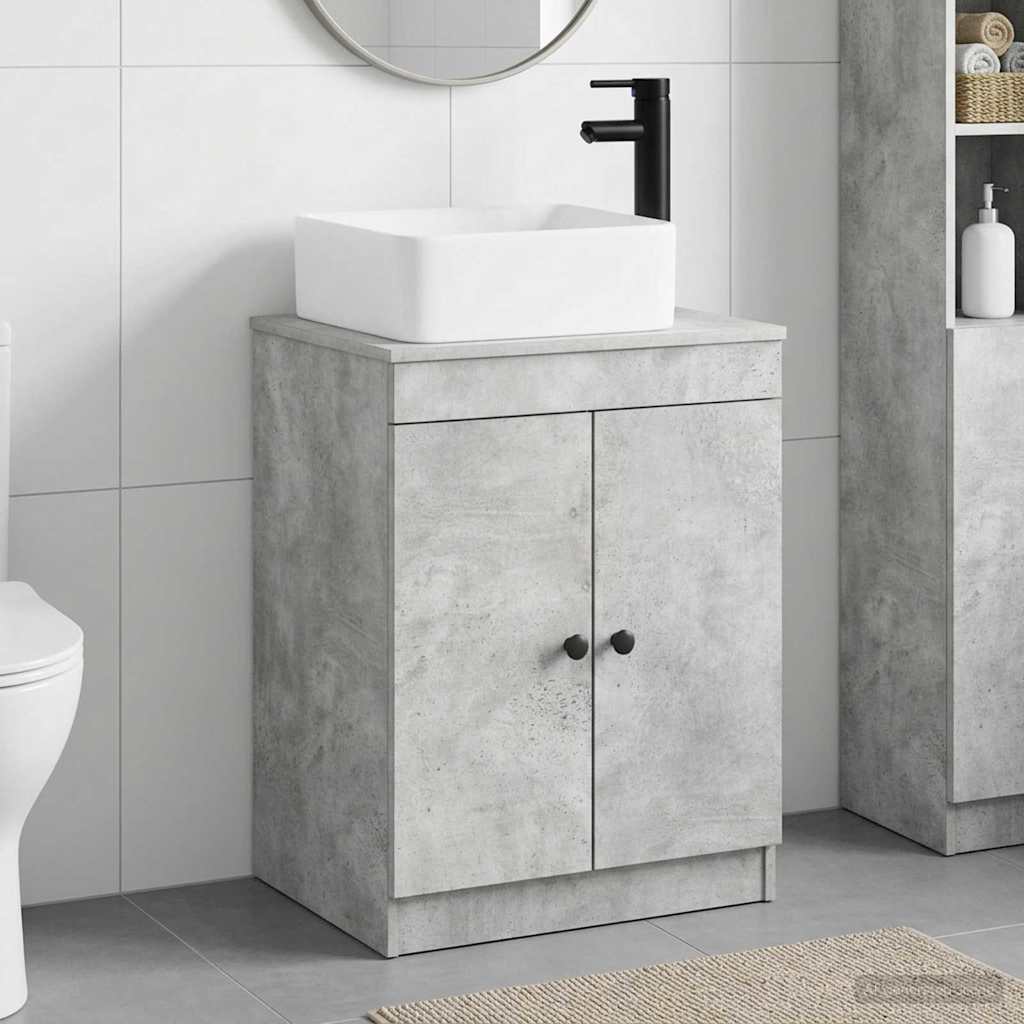 Bathroom Furniture Set Concrete Grey Engineered Wood