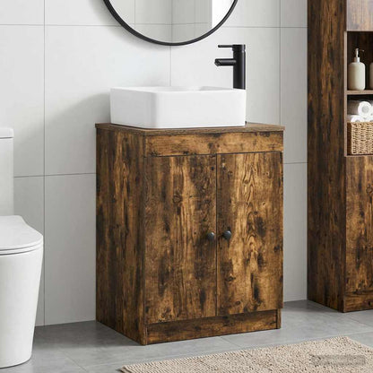 Bathroom Furniture Set Smoked Oak Engineered Wood