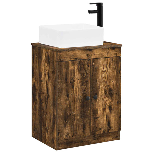 Bathroom Furniture Set Smoked Oak Engineered Wood