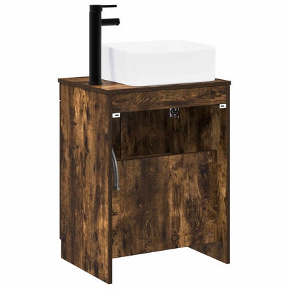 Bathroom Furniture Set Smoked Oak Engineered Wood