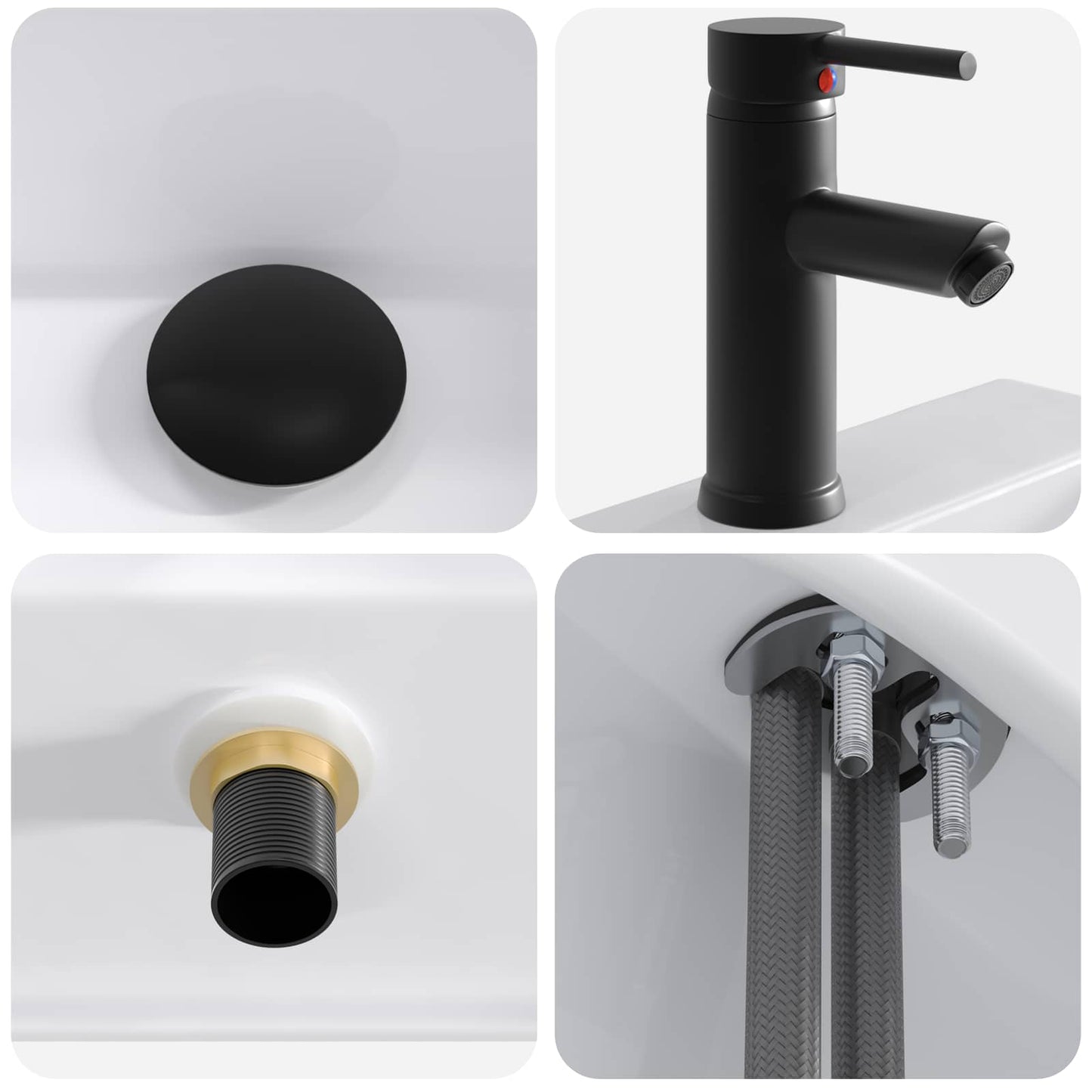 Bathroom Furniture Set Black Engineered Wood