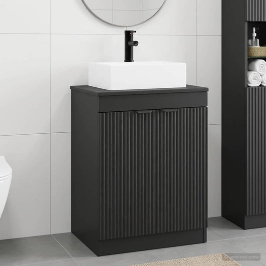 Bathroom Furniture Set Black Engineered Wood