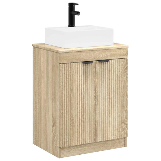 Bathroom Furniture Set Sonoma Oak Engineered Wood