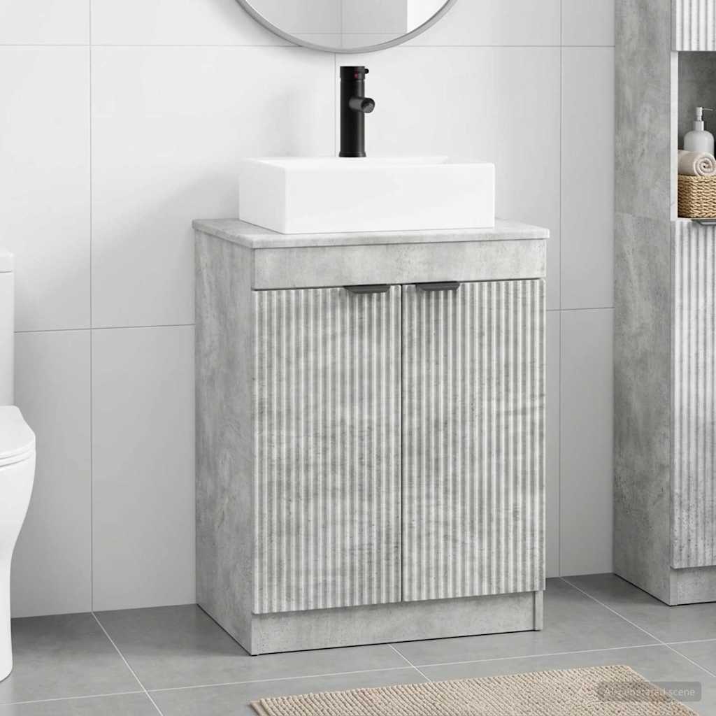 Bathroom Furniture Set Concrete Grey Engineered Wood