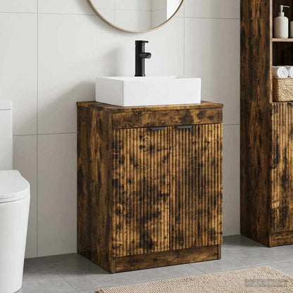 Bathroom Furniture Set Smoked Oak Engineered Wood