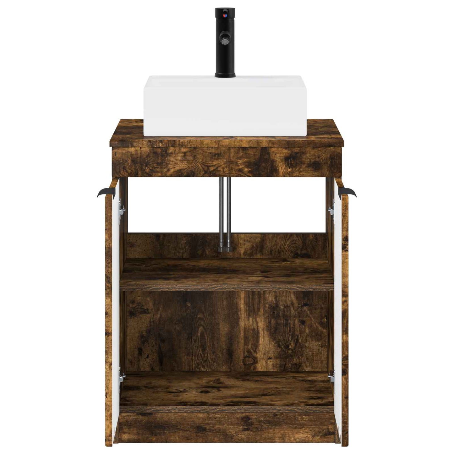 Bathroom Furniture Set Smoked Oak Engineered Wood