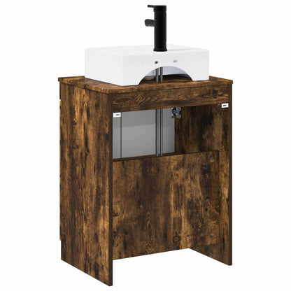 Bathroom Furniture Set Smoked Oak Engineered Wood