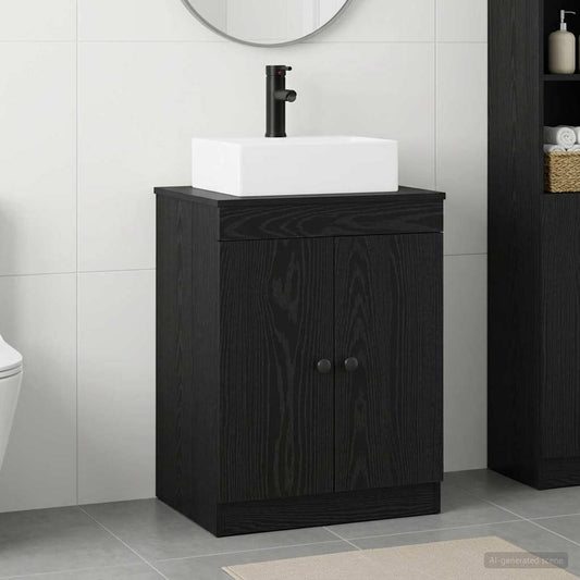 Bathroom Furniture Set Black Oak Engineered Wood