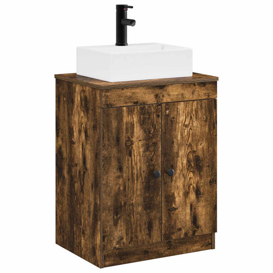 Bathroom Furniture Set Smoked Oak Engineered Wood