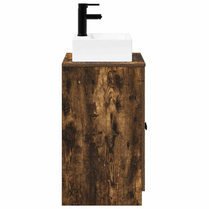 Bathroom Furniture Set Smoked Oak Engineered Wood