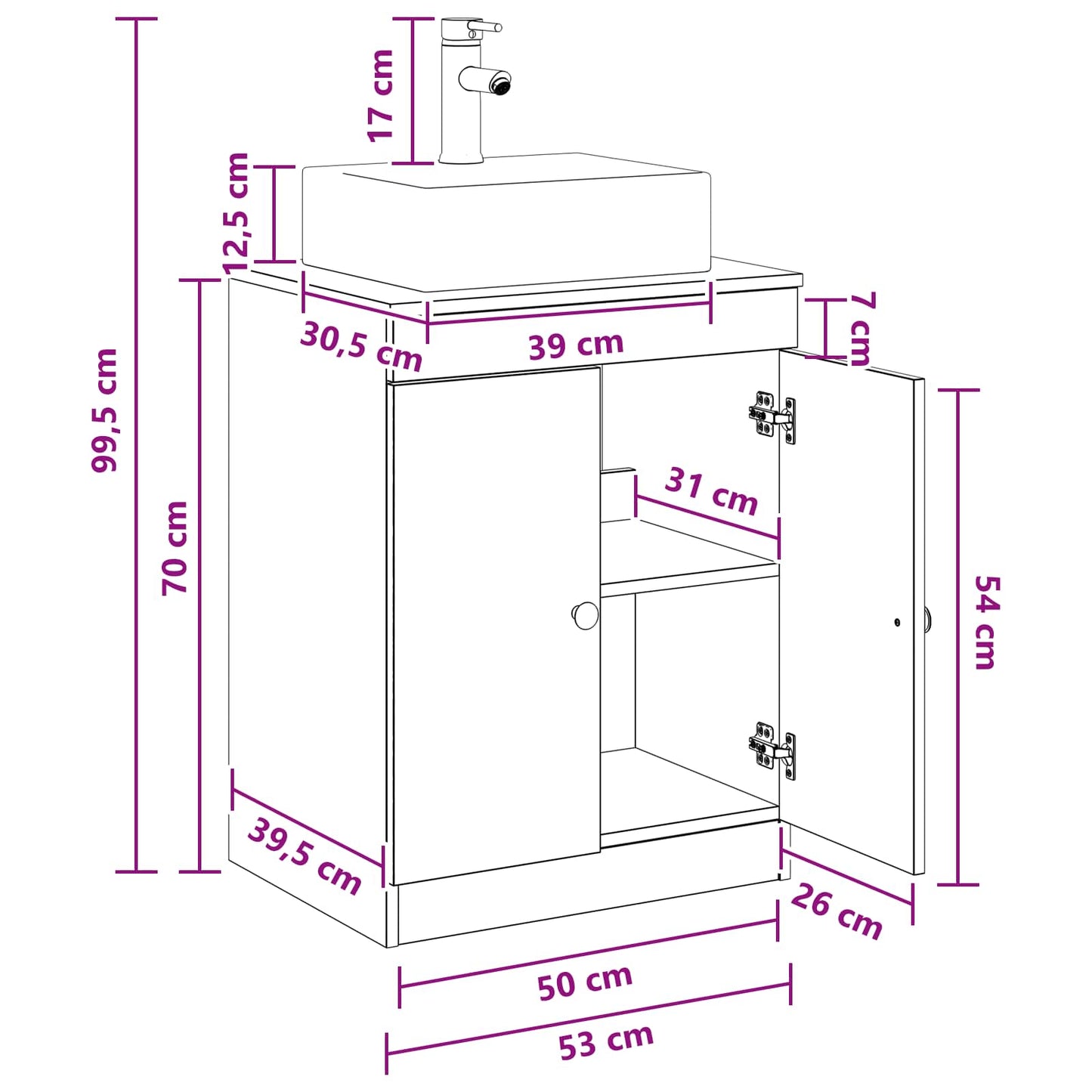 Bathroom Furniture Set Smoked Oak Engineered Wood