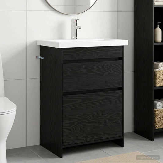 Bathroom Furniture Set Black Oak 61 x 40 x 84.5 cm