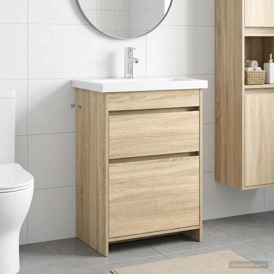 Bathroom Furniture Set Sonoma Oak 61 x 40 x 84.5 cm