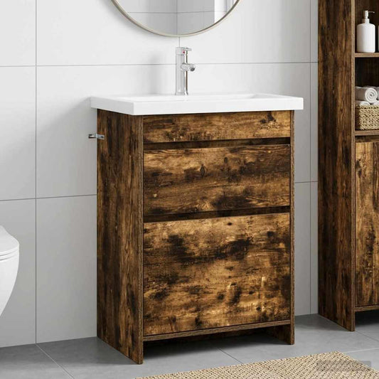 Bathroom Furniture Set Smoked Oak 61 x 40 x 84.5 cm
