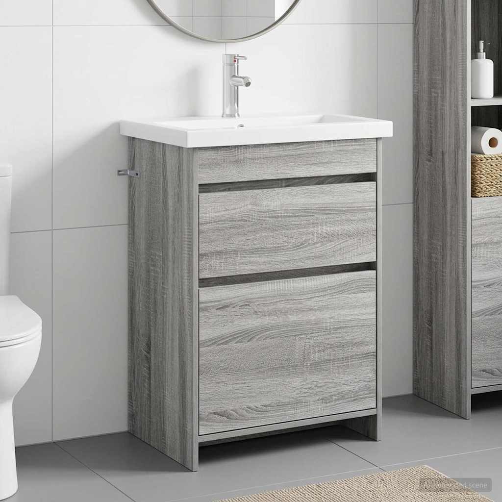 Bathroom Furniture Set Grey Sonoma 61 x 40 x 84.5 cm