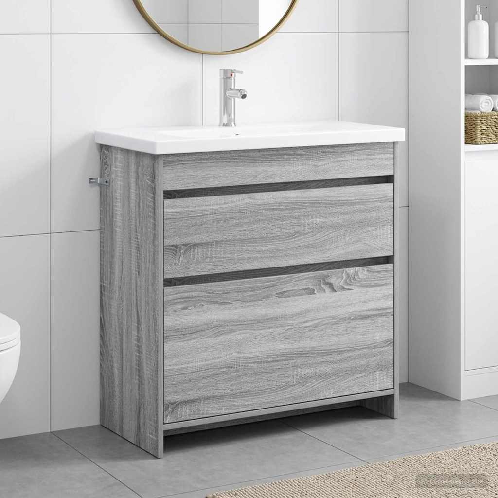 Bathroom Furniture Set Grey Sonoma 81 x 40 x 84.5 cm