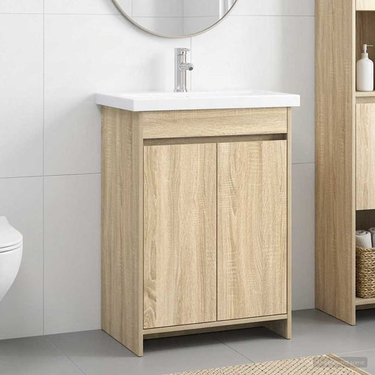 Bathroom Furniture Set Sonoma Oak 61 x 40 x 84.5 cm