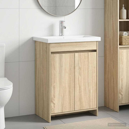 Bathroom Furniture Set Sonoma Oak 81 x 40 x 84.5 cm