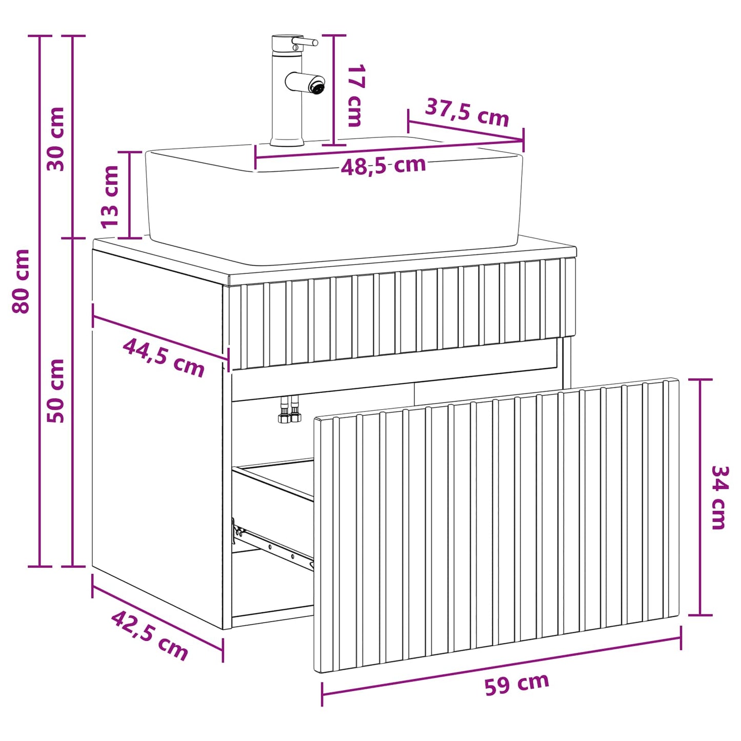 Bathroom Furniture Set Sonoma Oak Engineered Wood