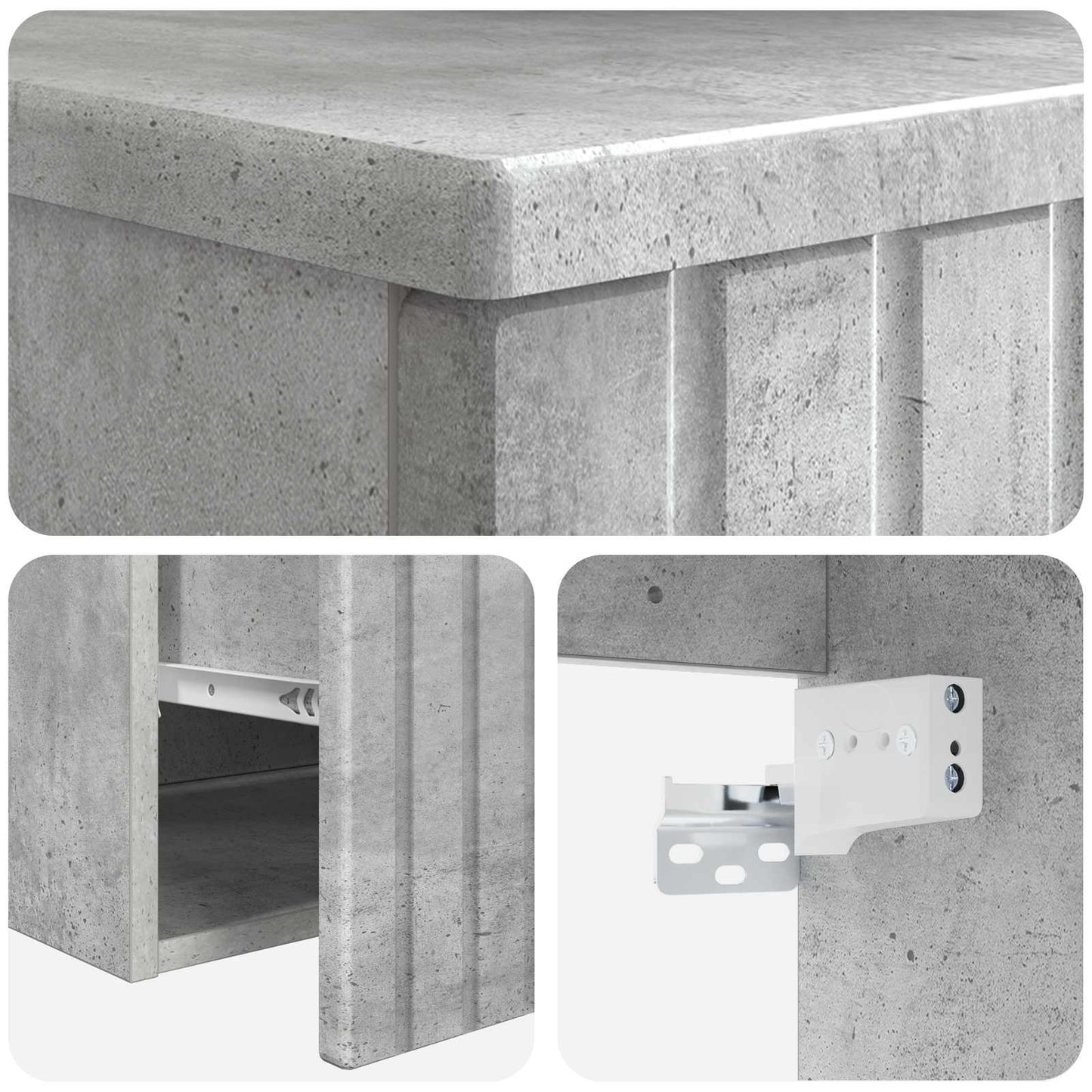Bathroom Furniture Set Concrete Grey Engineered Wood