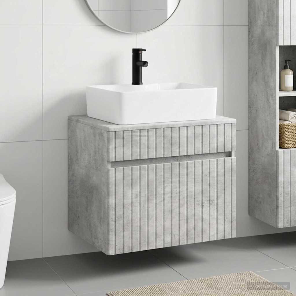 Bathroom Furniture Set Concrete Grey Engineered Wood