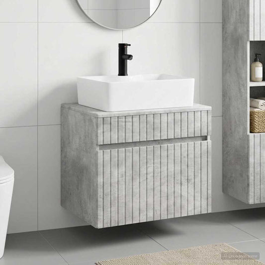 Bathroom Furniture Set Concrete Grey Engineered Wood