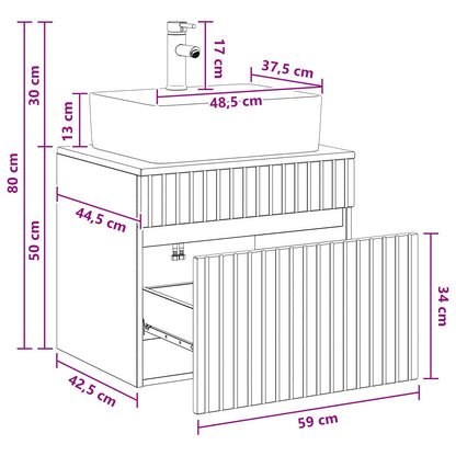 Bathroom Furniture Set Concrete Grey Engineered Wood