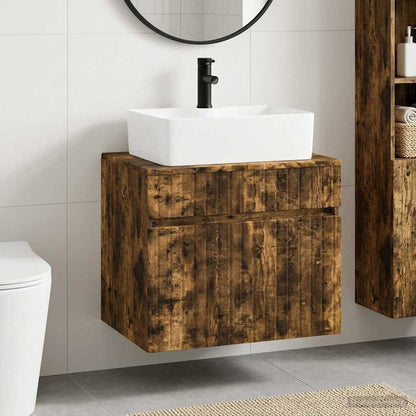Bathroom Furniture Set Smoked Oak Engineered Wood